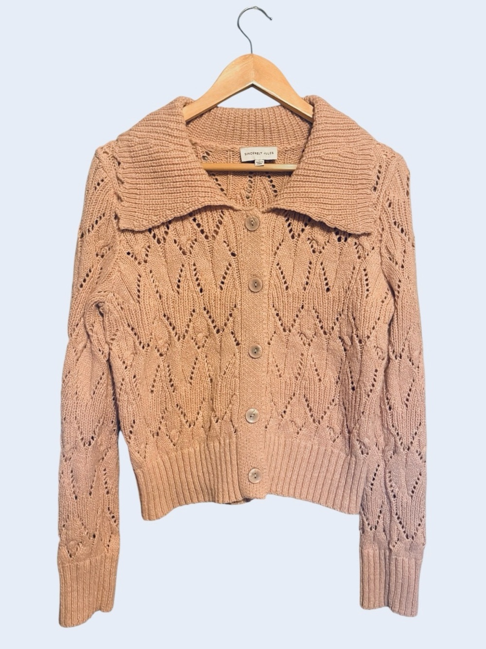 Sincerely Jules Cropped Blush Pink Knit Sweater